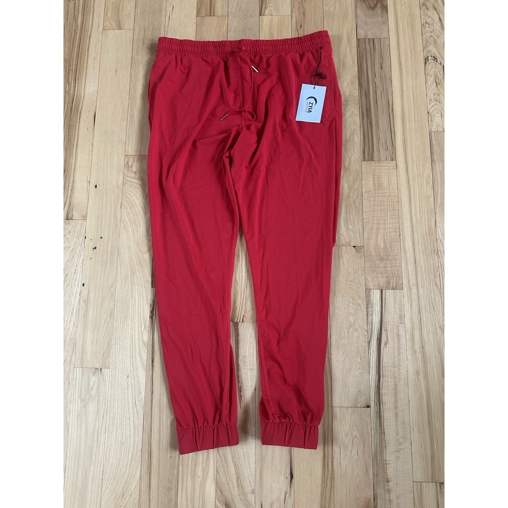 Zyia Active Women's Red Everywhere Zipper Jogger Pants Red XL NWT
